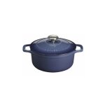 Chasseur cocotte ronde en fonte 28cm bleu - puc472897