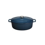 Chasseur cocotte ovale en fonte �maill�e 29cm bleu - puc472997