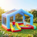 Ch�teau gonflable 4 en 1 aire de jeux avec souffleur toboggan piscine � balles jeu de lancer danneaux ...