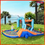 Ch�teau gonflable aire de jeux - akozon - 16313 - 2 toboggans - trampoline et piscine - gonfleur 450w ...