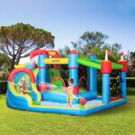 Ch�teau gonflable aire de jeux avec toboggan trampoline piscines + 3 - 8 ans 390 x 300 x 197 cm - multicolore ...