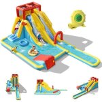 Chteau gonflable aquatique avec piscine et toboggan - goplus - pour 3 enfants 3 - 10 ans - max. 160kg ...