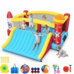 Ch�teau gonflable enfants 3 - 12 ans - 408�405x221cm avec bounce house mega toboggan mur escalade parcours ...