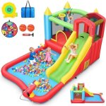 Ch�teau gonflable pour enfants 3 - 12 ans 413x253x192cm avec toboggan trampoline piscine � balles canon ...
