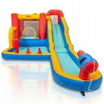 Ch�teau gonflable pour enfants kindi avec longue toboggan aquatique aire de jeux panier de basket et ...