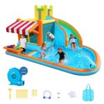 Ch�teau gonflable - vevor - aire de jeux gonflable ext�rieur avec toboggan aquatique kiosque de jeu piscine ...