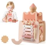 Ch�teau rose montessori - jouet bois �ducatif cube dactivit� sensorielle boucle motrice - cadeau b�b� ...