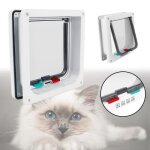 Chatire trappe blanc grande taille l (25cm x 23. 5cm) pet mate quatre modes  verrouillage porte chat ...