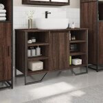 (vente chaude)meuble - lavabo de salle de bain cabinet sous �vierjills meuble wc ch�ne marron 91x35x60 ...