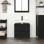 (vente chaude)meuble - lavabo de salle de bain cabinet sous �vierjills meuble wc tiroirs ch�ne noir 60x345x60 ...