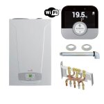 Chaudire gaz condensation initia + duo chappe 25 kw complte (ventouse + douilles + dosseret) avec ...