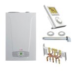 Chaudire gaz condensation initia + duo chappe 25 kw complte (ventouse + douilles + dosseret) avec ...