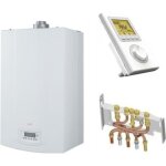 Chaudire gaz basnox luna st blue compact 2. 24 chappe 24 kw / chemine complte (douilles + dosseret) ...