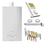 Chaudire gaz murale condensation accea chappe 25 kw complte (ventouse + douilles + dosseret) avec ...