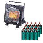 Chauffage � gaz portable 1700w + 12 cartouches gaz allumage piezo thermocouple ods camping p�che intec ...