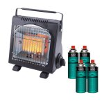 Chauffage � gaz portable 1700w c�ramique + 4 cartouches de gaz thermocouple ods camping p�che intec
