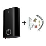 Chauffe eau electrique plat mural multipositions kimoro noir 100 litres sannover + kit dinstallation ...