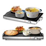 Chauffe - plat �lectrique - lifezeal - 300w - plaque en verre tremp� - maintien de la temp�rature - poign�es ...