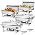 Chauffe - plat rectangulaire 4pcs 86 l - vevor - buffet chauffant � combustible en inox avec couvercle ...