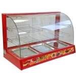 Chauffe - repas en verre rouge - kukoo - 90cm - 1200w - vitrine chauffante avec clairage interne et ...