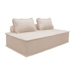 Chauffeuse - sweeek - 2 places - tissu capitonné - couleur crème - style vintage Chauffeuse - sweeek - 2 places - tissu capitonné - couleur crème - style vintage
