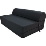 Chauffeuse convertible 2 places june - tissu noir - style contemporain - l 115 x p 75 cm Chauffeuse convertible 2 places june - tissu noir - style contemporain - l 115 x p 75 cm