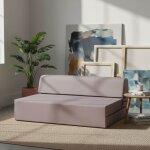 Chauffeuse convertible 2 places en mousse taupe - terre de nuit