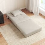 Chauffeuse convertible - akozon - 12879 - 1 place - tissu beige - matelas mousse 15 cm