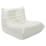 Chauffeuse en tissu textur� velasca - 95 x 100 x 75 cm - cr�me