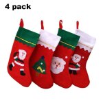 Chaussette de noel - lot de 4 - père noël bonhomme de neige renne - tissu non tissé Chaussette de noel - lot de 4 - père noël bonhomme de neige renne - tissu non tissé