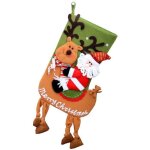 Chaussette de noël - décoration de fête - vert - laine et flanelle - design père noël - 22 pouces Chaussette de noël - décoration de fête - vert - laine et flanelle - design père noël - 22 pouces