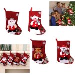 Chaussettes de nol - dcoration de nol - rouge - lin - 23x16 cm - 4 pices