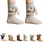 Chaussettes noel lapin 3d chaussettes tricot�es animales avec yeux saillants et d�tails pompon cadeau ...