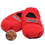 Chaussons chauffants micro - ondes - graine de lin - en polaire rouge - taille 38 / 40