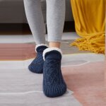 Chaussons chaussettes femme homme - chaussettes pantouflespolaire tricotes antidrapantes hiver chaud(46 ...