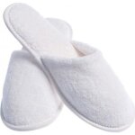 Lot de 10 paires de chaussons ponges jetables ferms blancs en coton