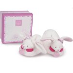 Chaussons hochet 6 - 12 mois - doudou et compagnie - cerise le lapin - blanc et rose - effet polaire
