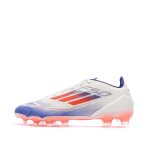 Chaussures de football blanches / bleu / rouges homme adidas f50 pro mg