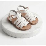 Chaussures - sandales - fille - cuir - blanc - type spartiates ? fermeture boucle - du 26 au 30