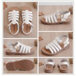Chaussures - sandales - fille - cuir - blanc - type spartiates ? fermeture boucle - pointure 30