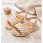 Chaussures - sandales - fille - rock and joy - beige - semelle cuir - tressage boh�me ? du 26 au 30