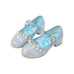 Chaussures � talons - escarpins princesse - bleu paillettes & cristaux - talon bas stable - taille 27 ...