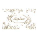 Chemin de table bapt�me fleuri 30cmx5m or / blanc