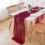 Chemin de table - bordeaux - mousseline - lavable - 300x70 cm