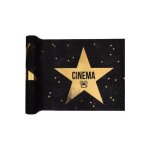 Chemin de table cinma noir toile or 5 m x 30 cm