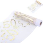 Chemin de table dor� 28x1000 cm th�me 50 ans ? d�coration fleurs anniversaire banquet label