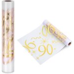 Chemin de table dor� 28x1000 cm th�me 90 ans ? d�coration fleurs anniversaire banquet label