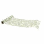 Chemin de table feuillage intiss� blanc et vert 28x5m