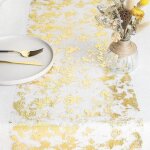 Chemin de table filet avec feuille dor 28cmx15m ruban de table métallisé décoration pour fête anniversaire ... Chemin de table filet avec feuille dor 28cmx15m ruban de table métallisé décoration pour fête anniversaire ...