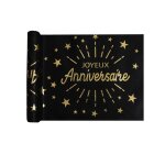 Chemin de table intiss anniversaire noir et or 5 m x 30 cm - noir